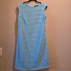 Ralph Lauren Light Blue Textured Midi Dress Sz 14